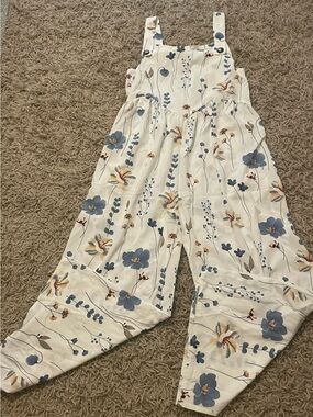 White Floral Wide Leg Jumper with Blue & Cream Blooms